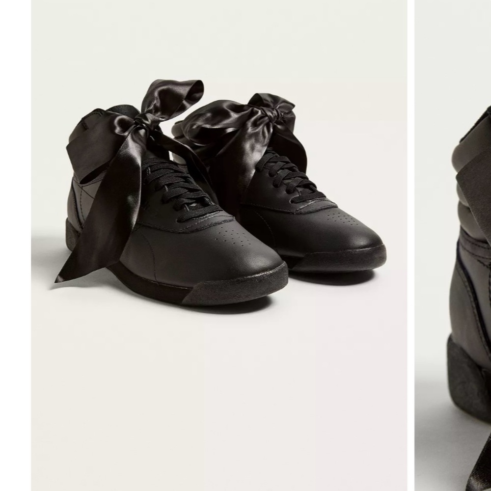 Reebok Women's Black Satin Ribbon Sneakers